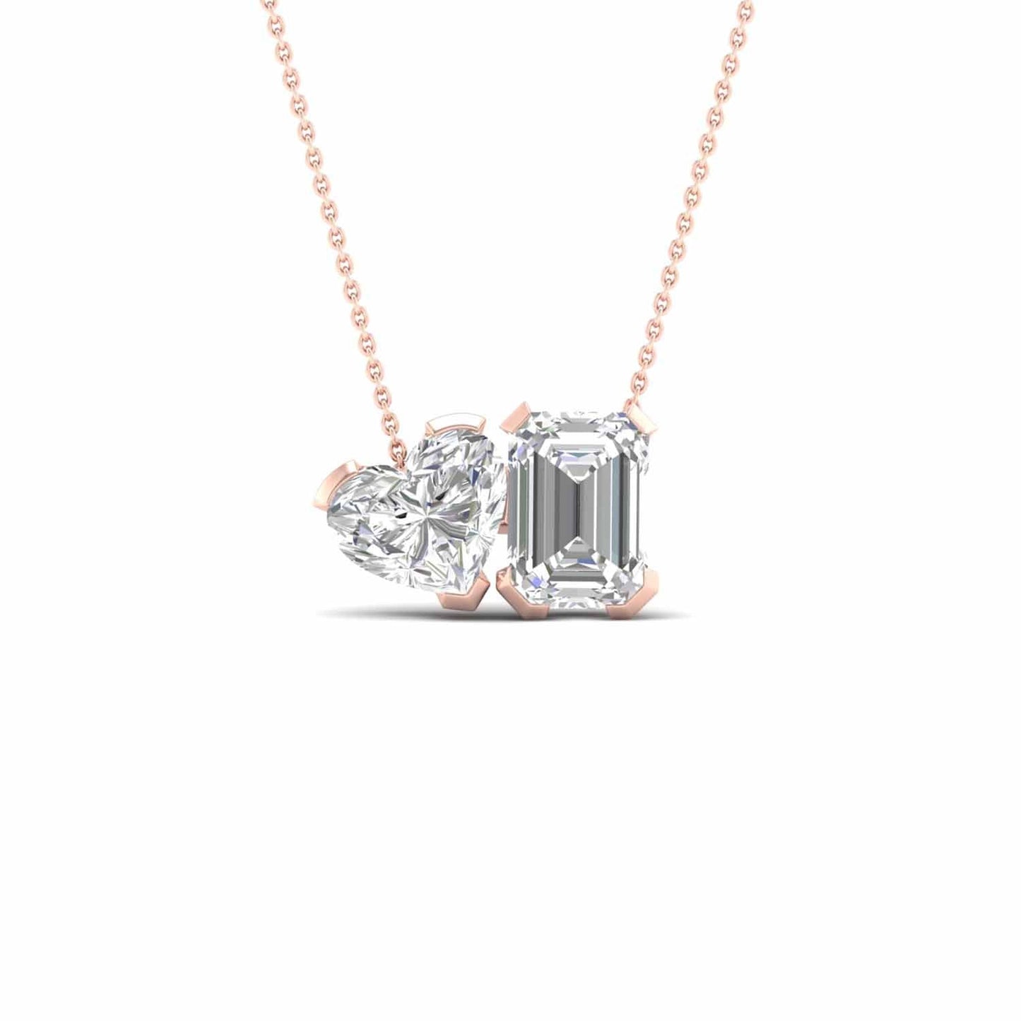 Atmos Heart Emerald Diamond Two-Stone Necklace_Product Angle_PCP Main Image