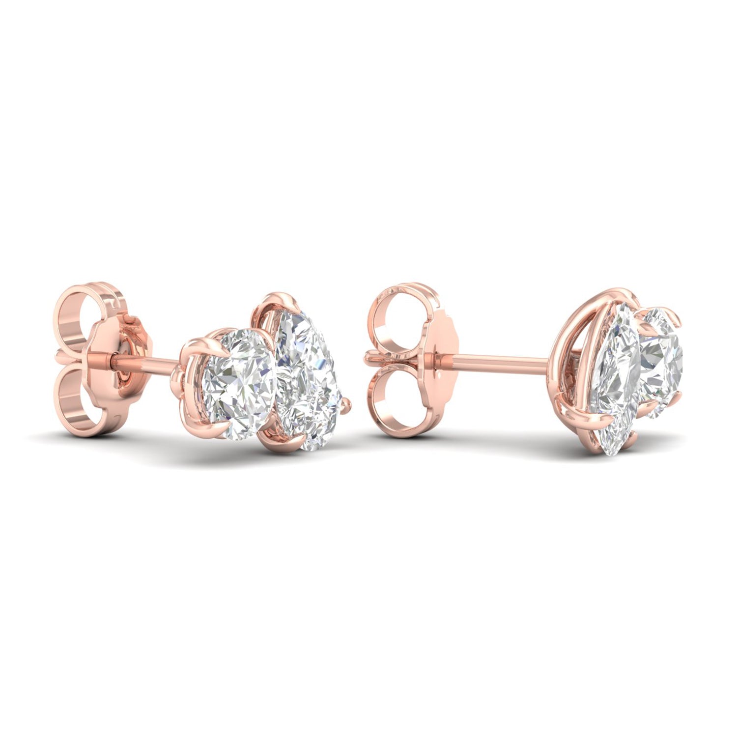 Atmos Round Pear Diamond Two Stone Studs_Product angle _2 - 3