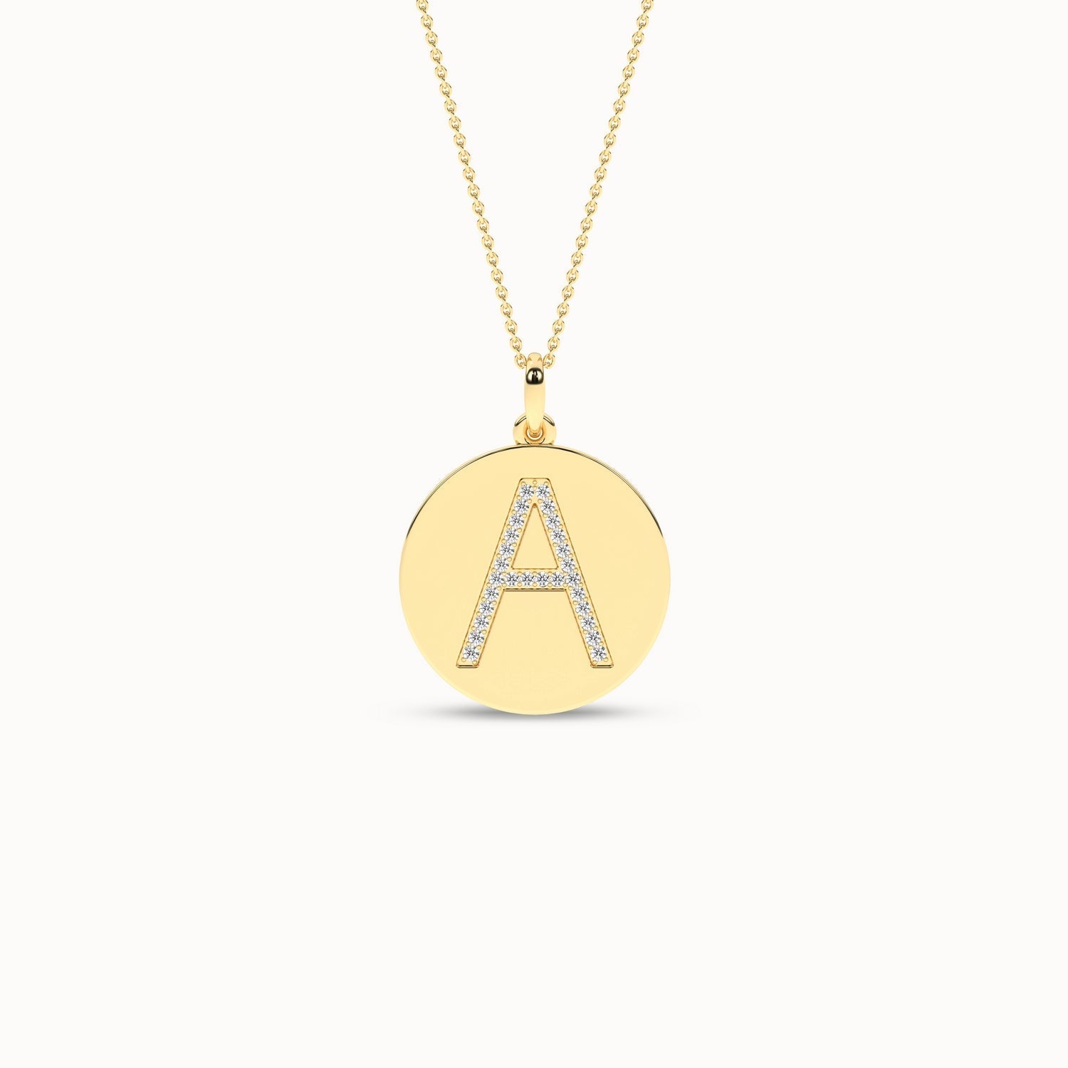 Diamond Initial Disc Necklace_Product Angle_0.08Ct. - 1