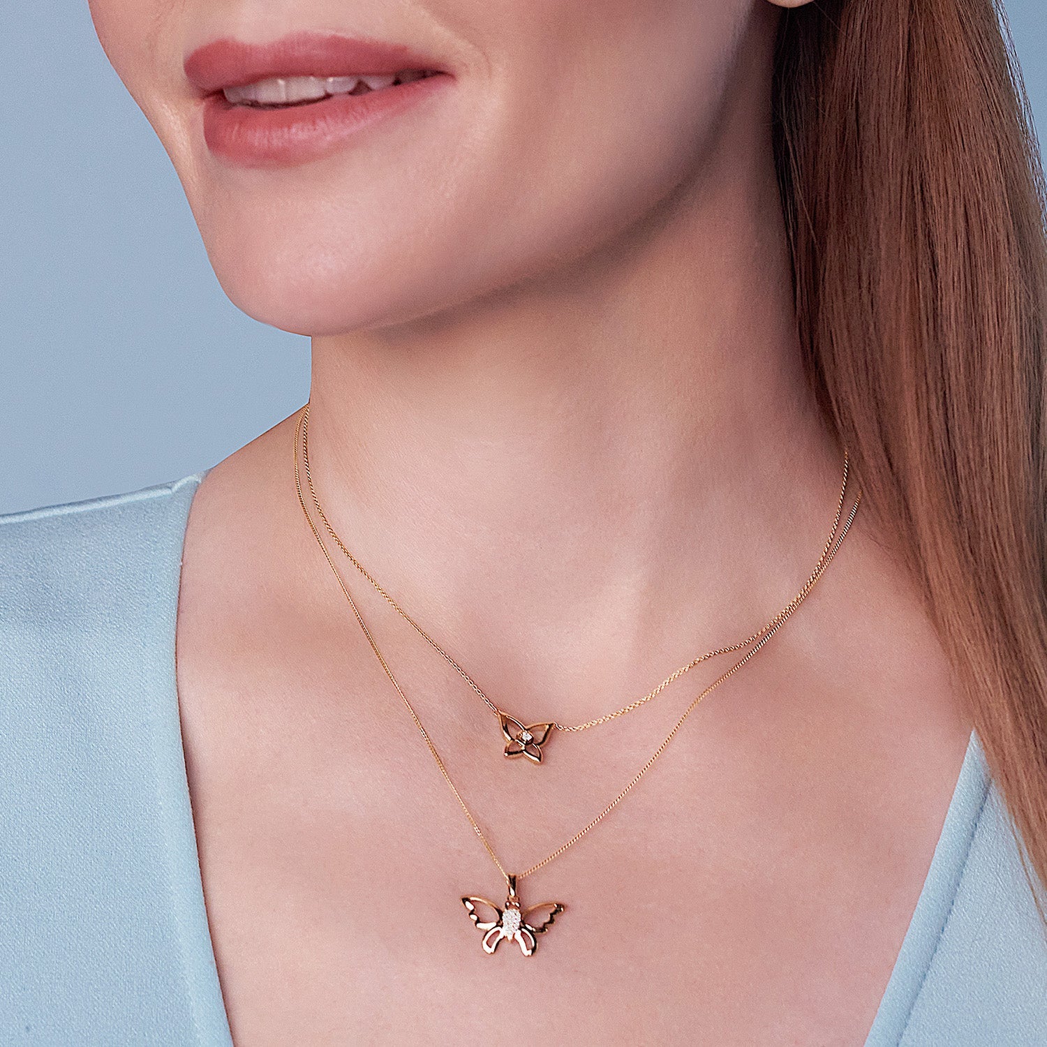 Butterfly Flutter Silhouette Pendant_Product Angle_Lifestyle Image