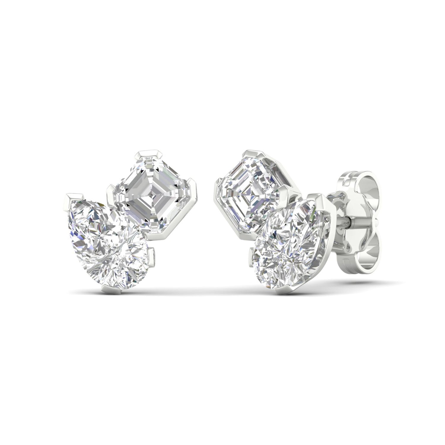 Atmos Pear Cushion Diamond Two Stone Studs_Product angle _2 - 2