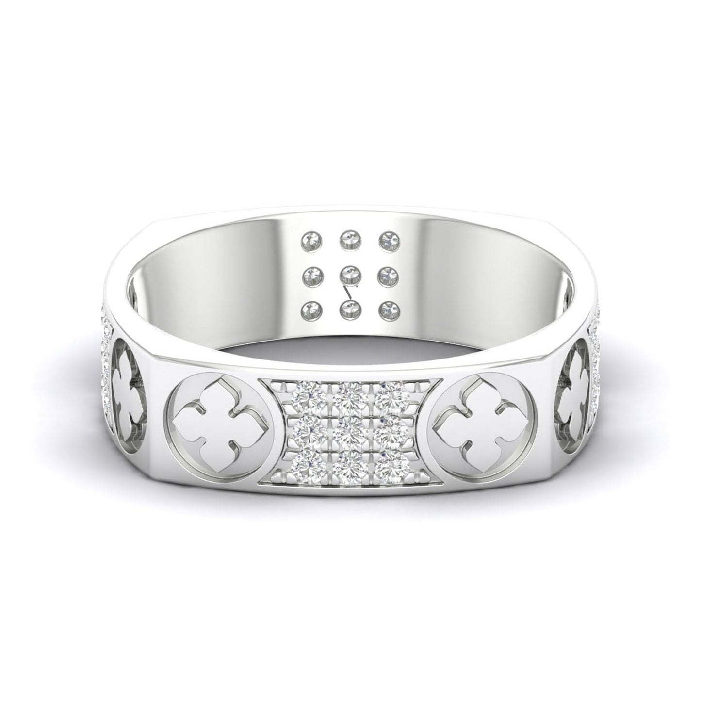 La Fleur 5mm 4-Diamond Rows Square Band_Product Angle_3/8 - 1