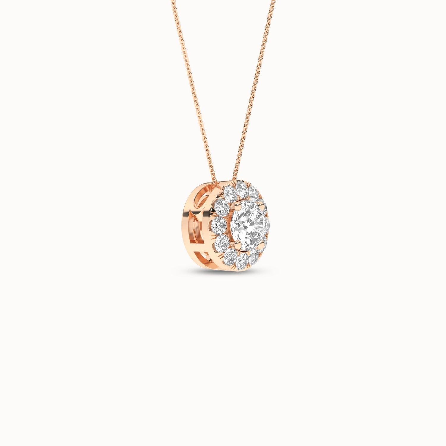 Round Halo Necklace_Product Angle_1/3Ct. - 2