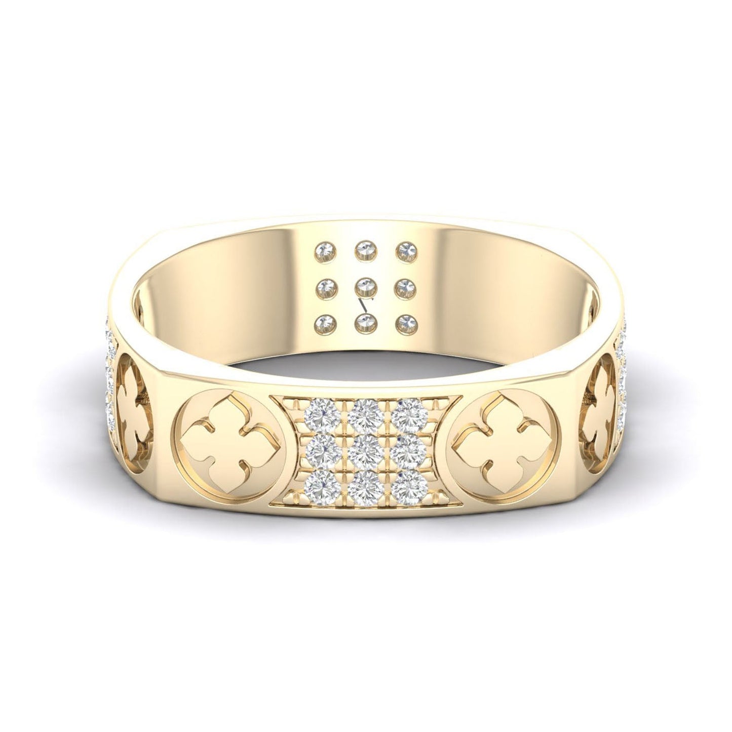 La Fleur 5mm 4-Diamond Rows Square Band