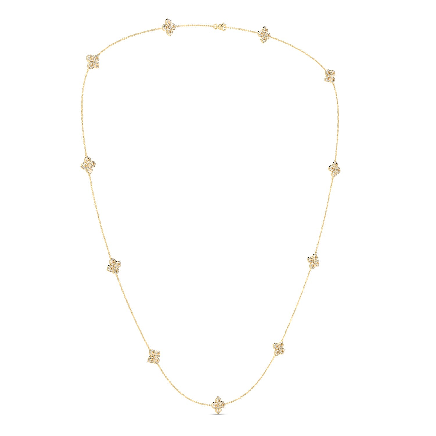 La Fleur Petite Diamond Silhouette Stationed Necklace_Product Angle_1 1/3 - 2