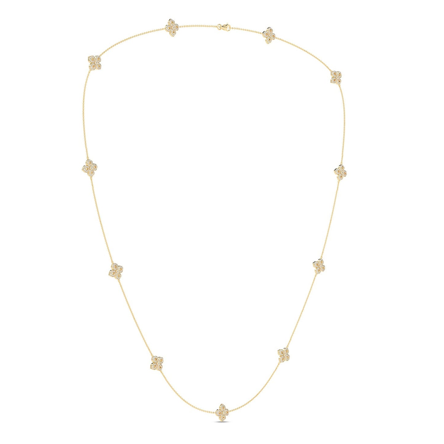 La Fleur Petite Diamond Silhouette Stationed Necklace_Product Angle_1 1/3 - 2