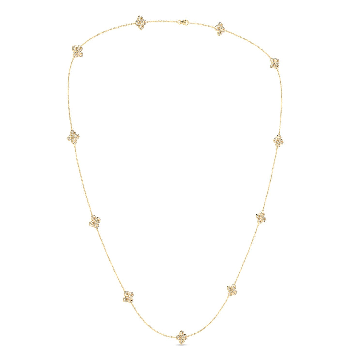 La Fleur Petite Diamond Silhouette Stationed Necklace_Product Angle_1 1/3 - 2