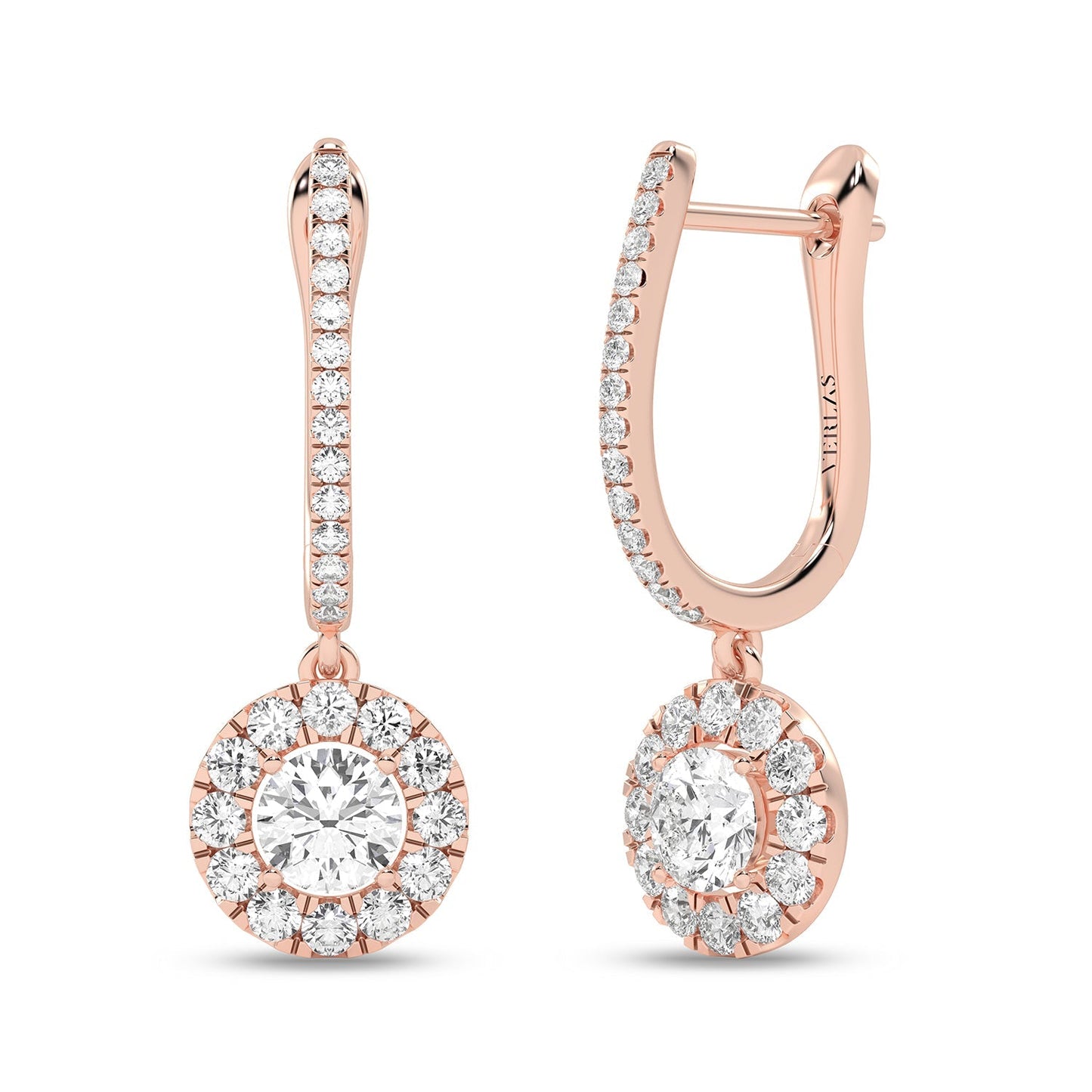 Round Halo Drop Earrings_Product Angle_7/8 Ct. -  2