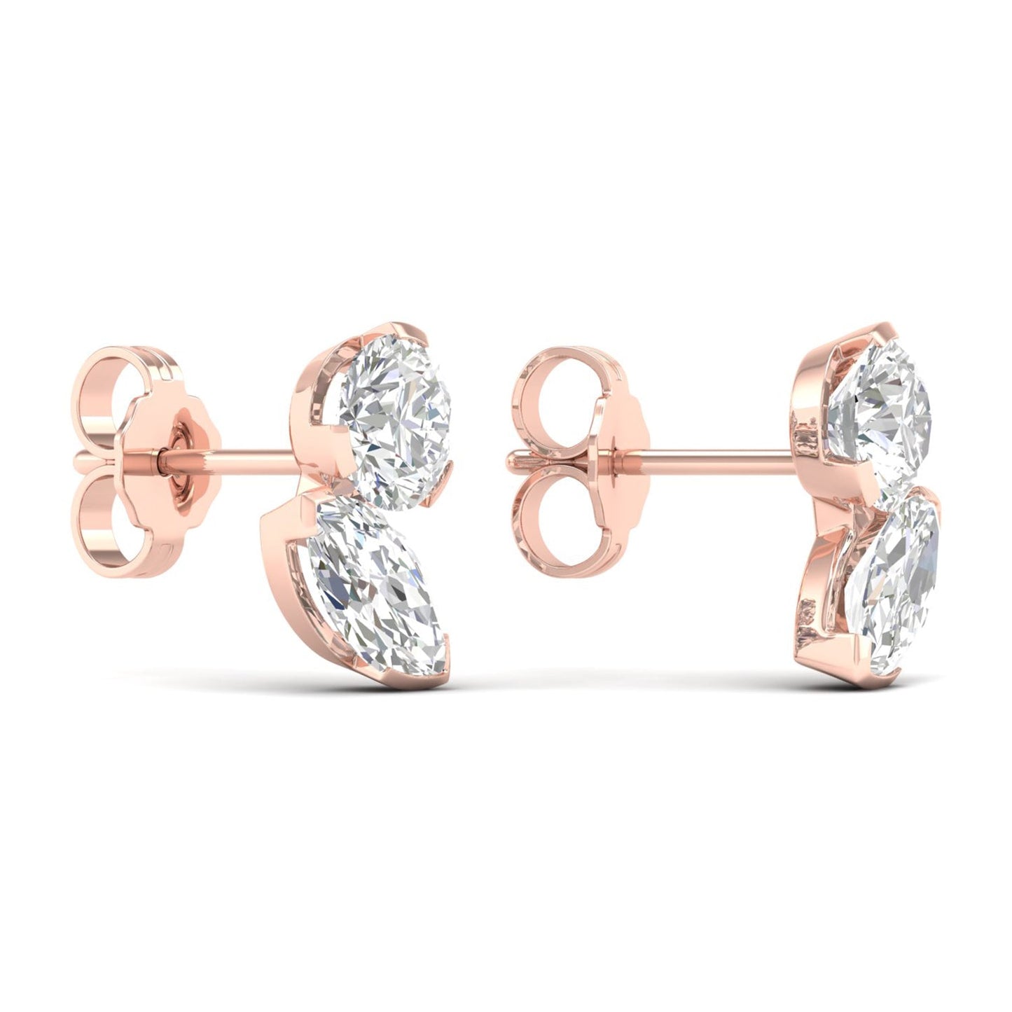 Atmos Round Marquise Diamond Two Stone Studs_Product angle _2 - 3