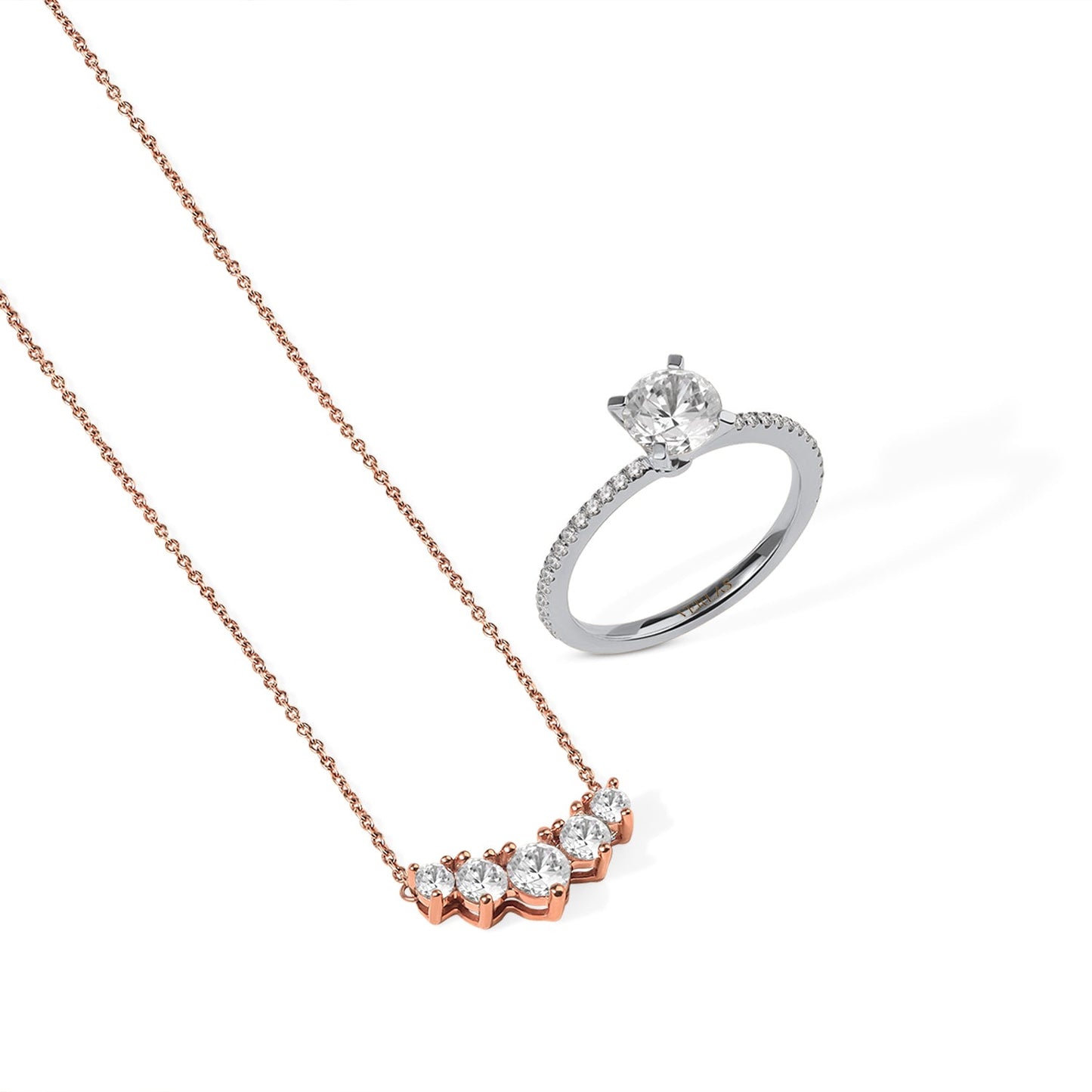 5-Stone Atmos Diamond Necklace_Product Angle_Creative Image