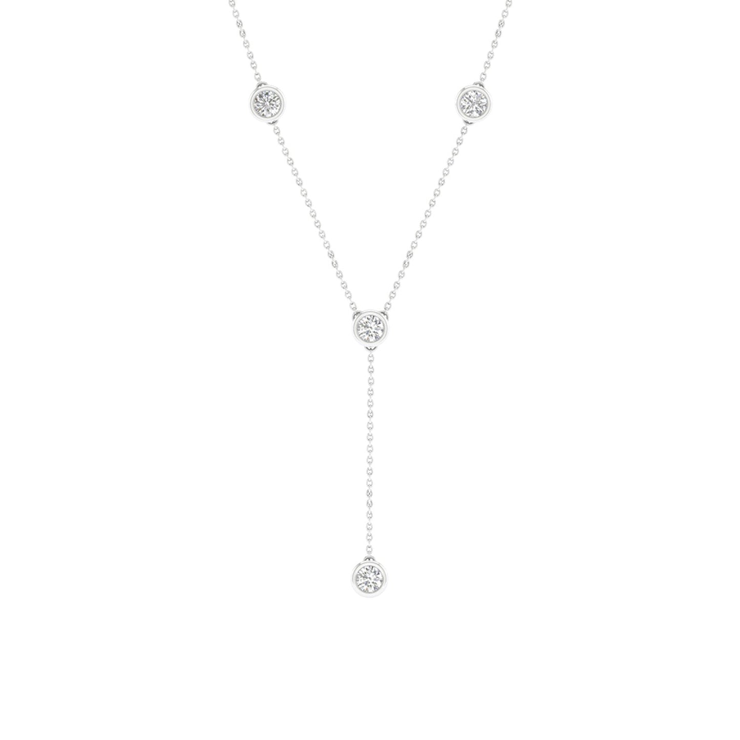 Encompassing Round Stationed Y Necklace_Product angle_1/4 Ct. - 1