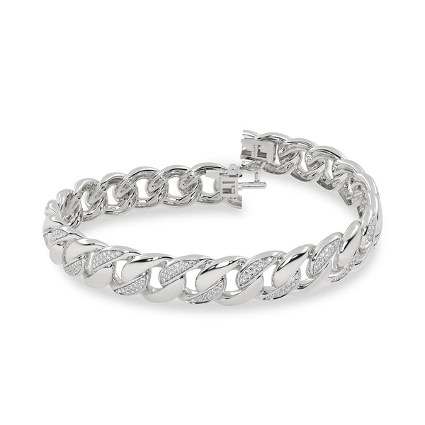 Alternating Diamond Cuban Link Bracelet_Product Angle_1 Ct. - 1