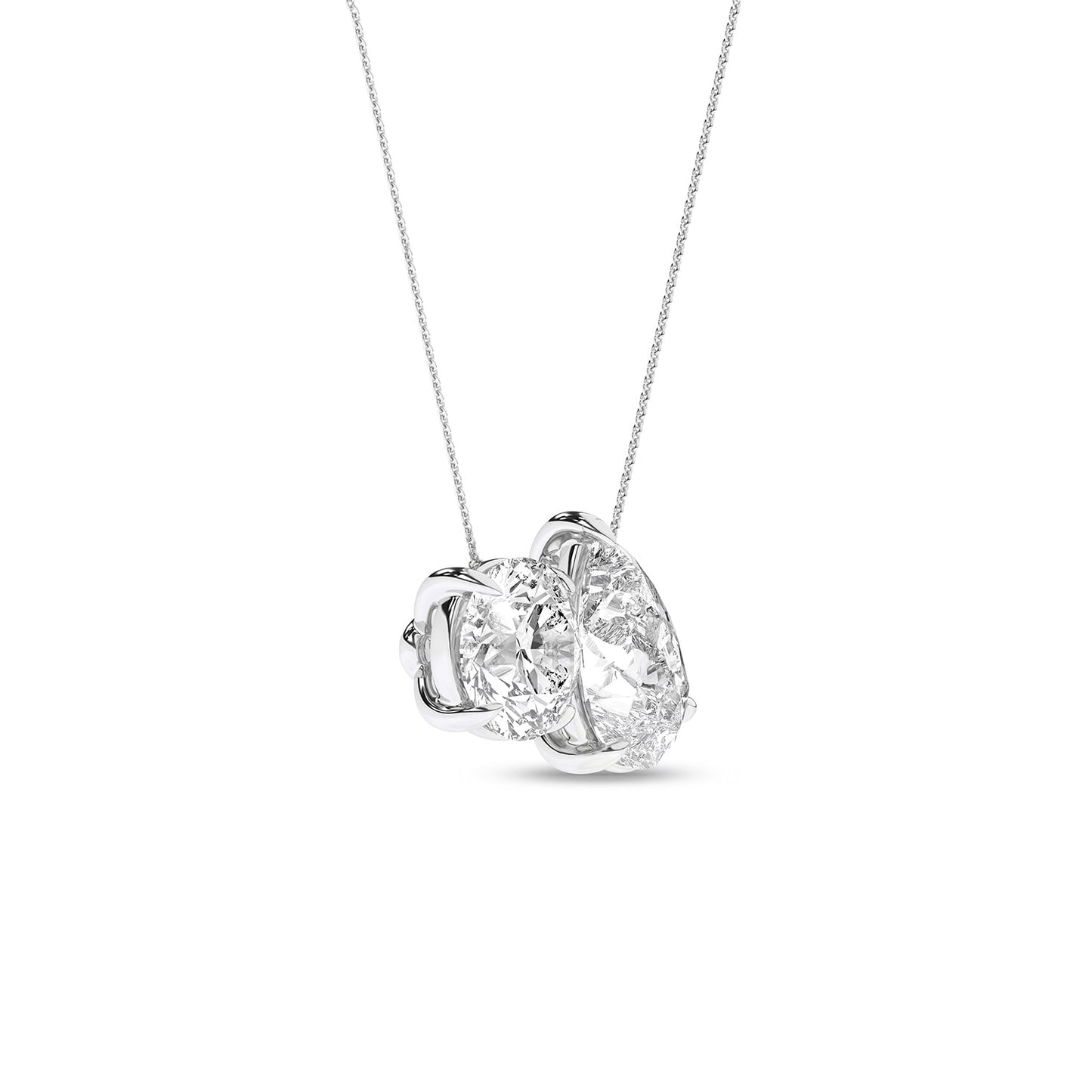Atmos Round Pear Diamond Two-Stone Necklace_Product Angle_2 Ct. - 2