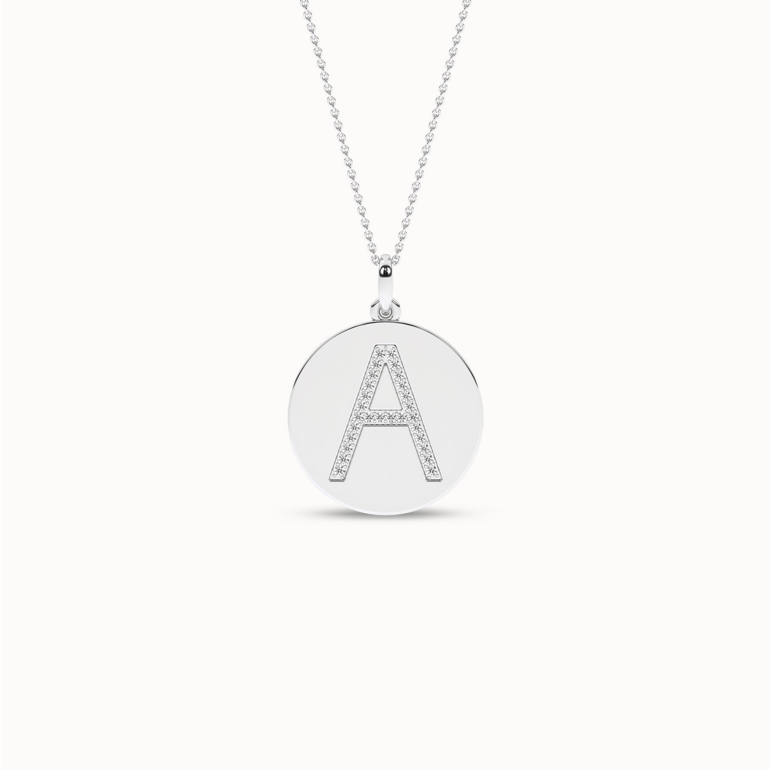 Diamond Initial Disc Necklace_Product Angle_0.08Ct. - 1