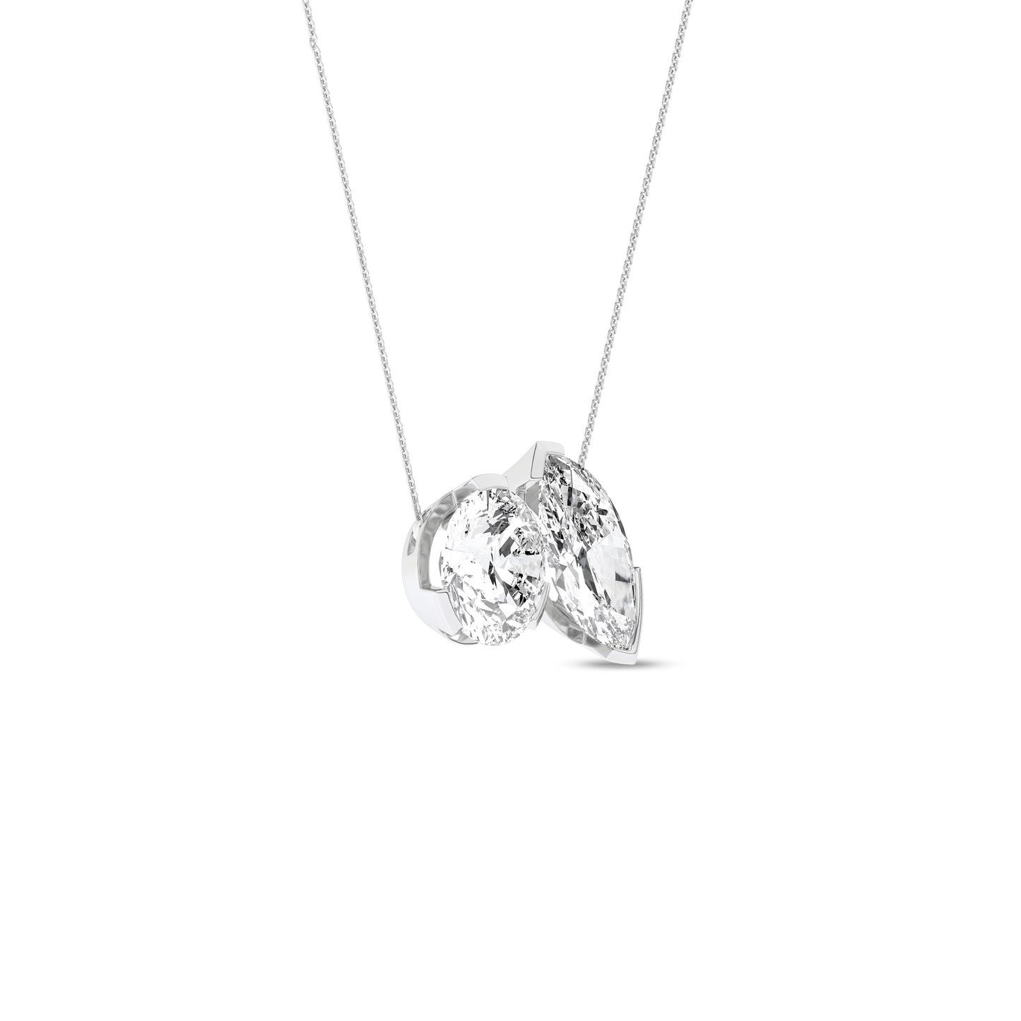 Atmos Round Marquise Diamond Two-Stone Necklace_Product Angle_PCP Hover Image