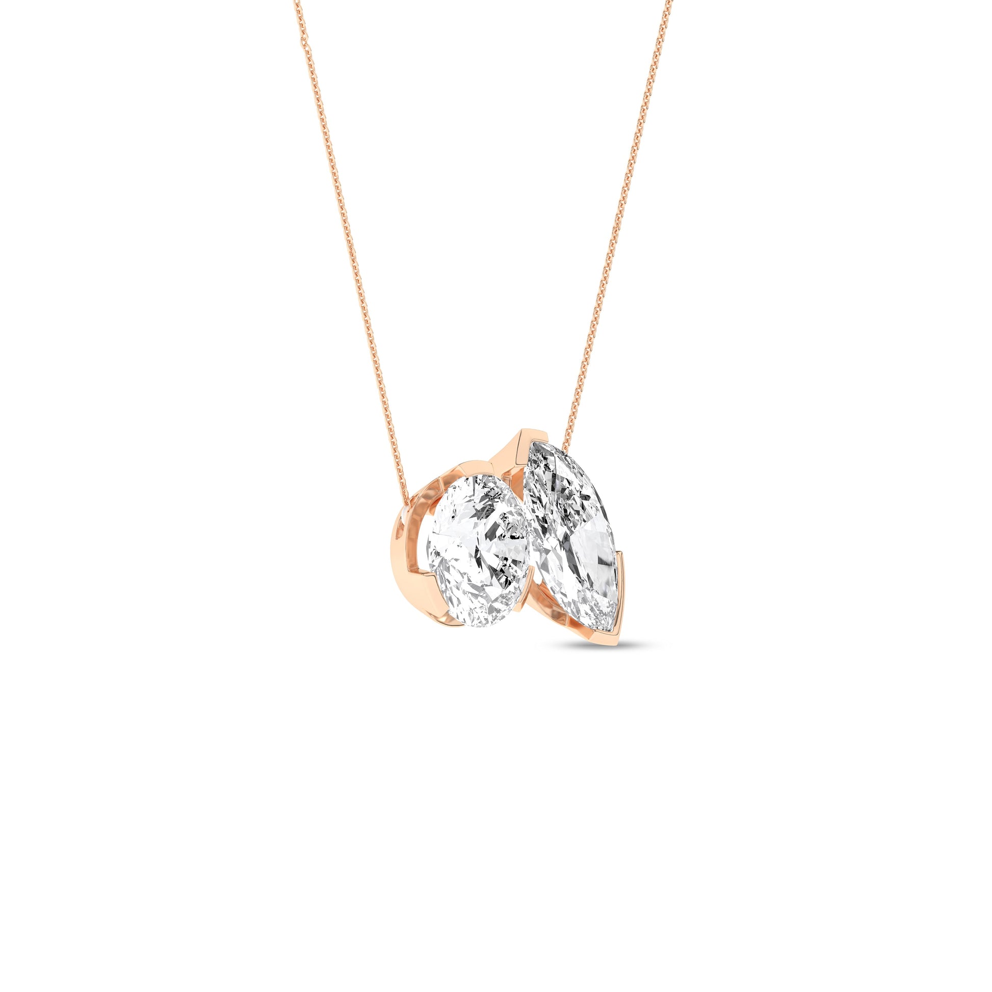 Atmos Round Marquise Diamond Two-Stone Necklace_Product Angle_2 Ct. - 2