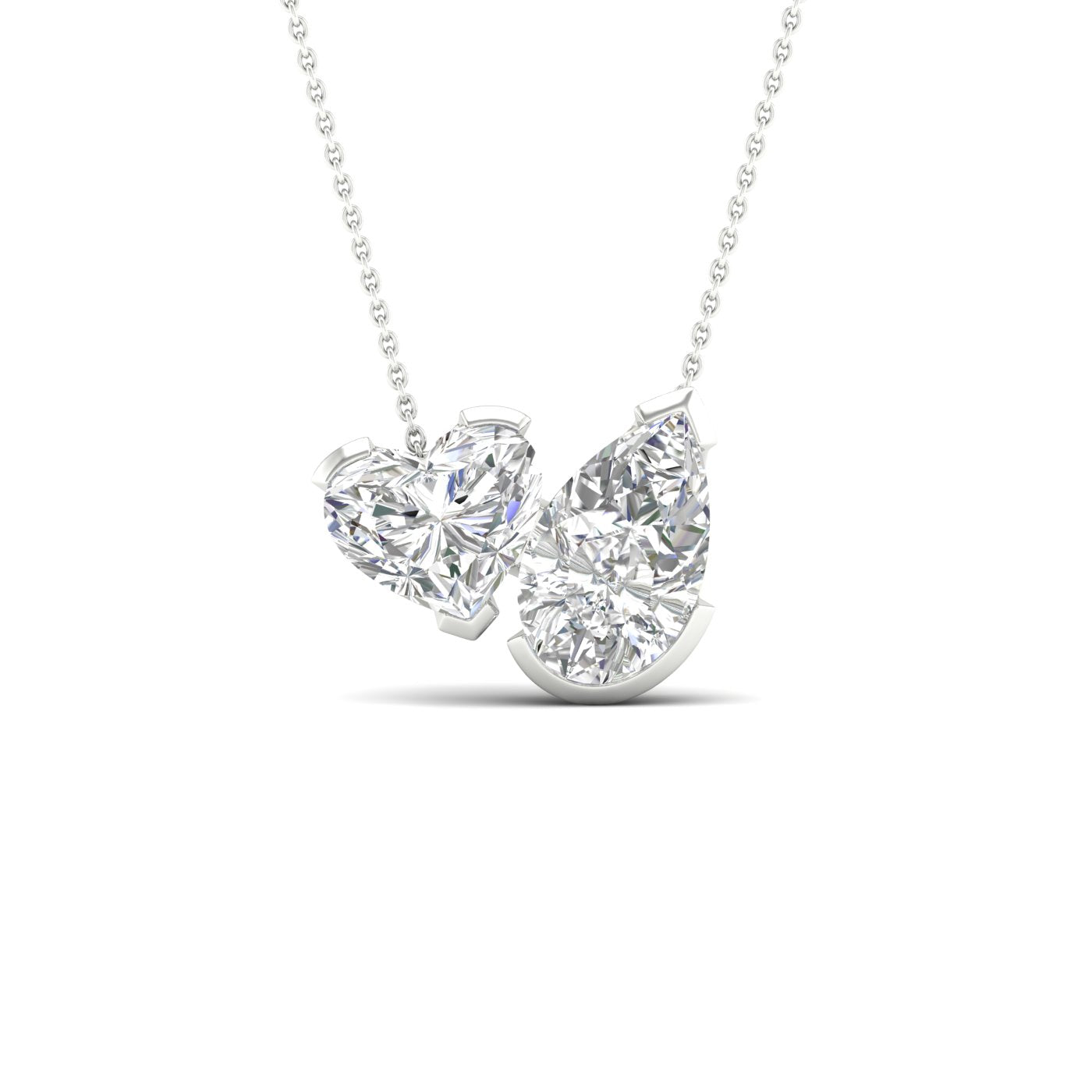 Atmos Heart Pear Diamond Two-Stone Necklace_Product Angle_PCP Main Image