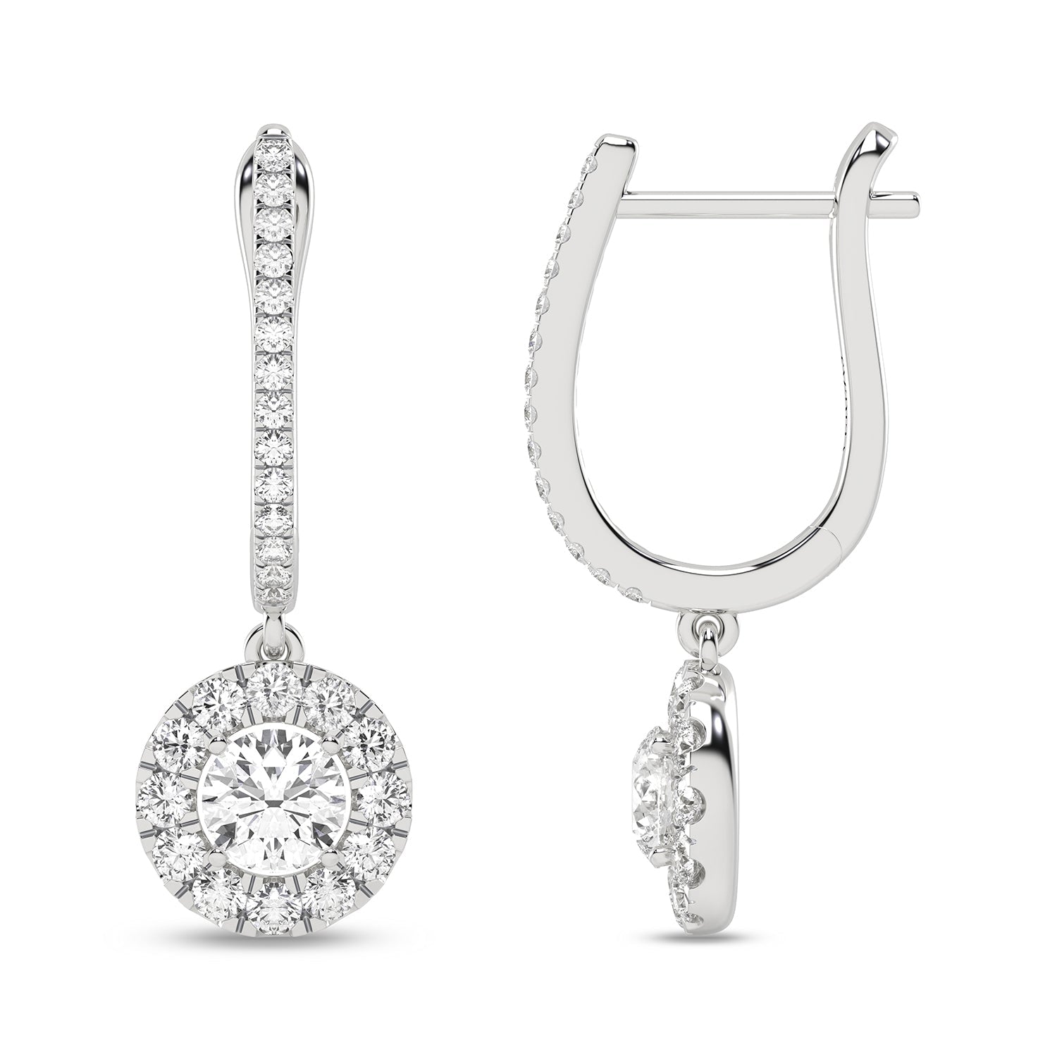 Round Halo Drop Earrings_Product Angle_7/8 Ct. -  1 