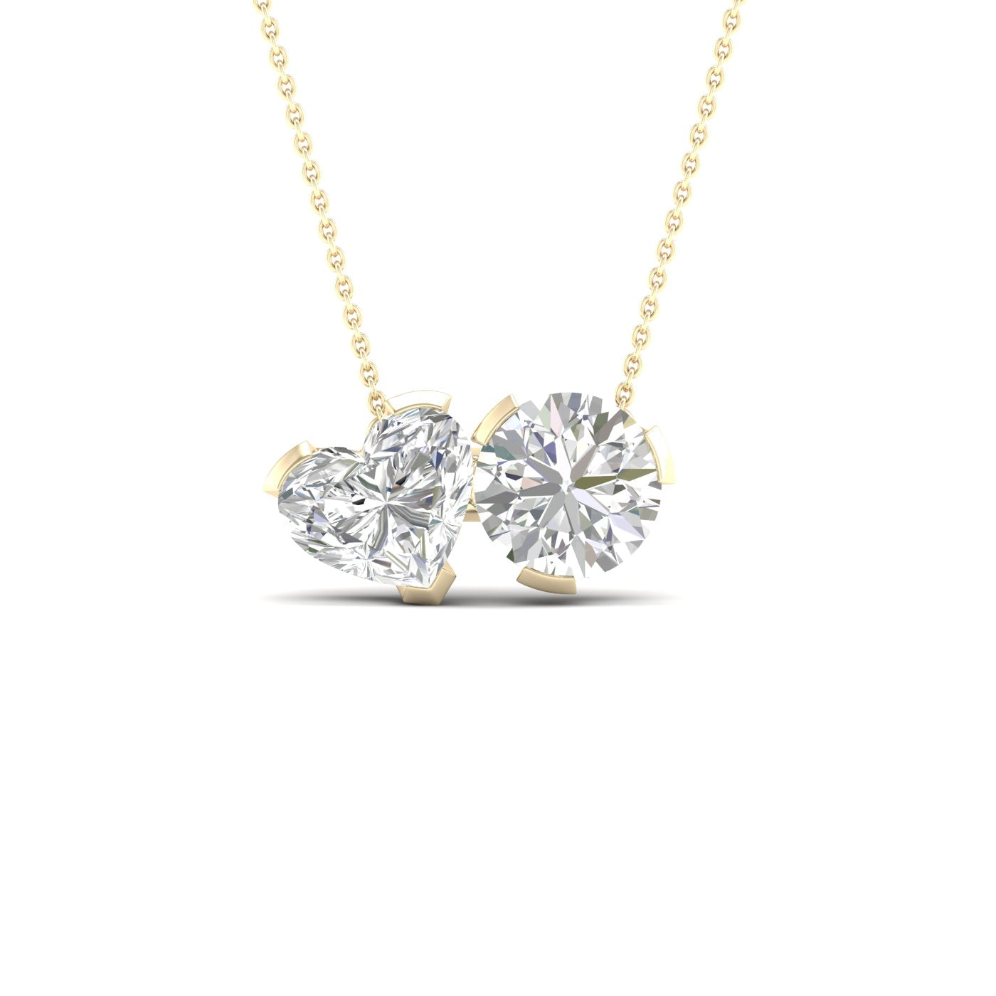 Atmos Heart Round Diamond Two-Stone Necklace_Product Angle_PCP Main Image