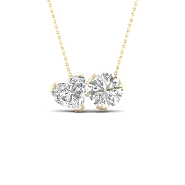 Atmos Heart Round Diamond Two-Stone Necklace_Product Angle_PCP Main Image