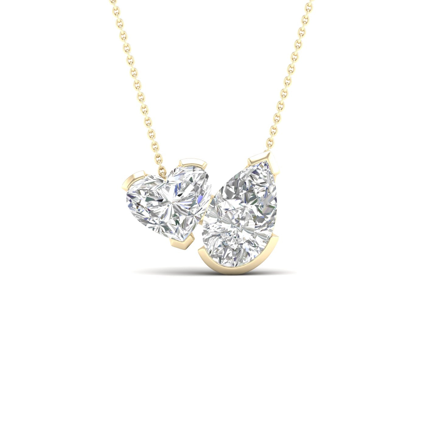 Atmos Heart Pear Diamond Two-Stone Necklace_Product Angle_PCP Main Image