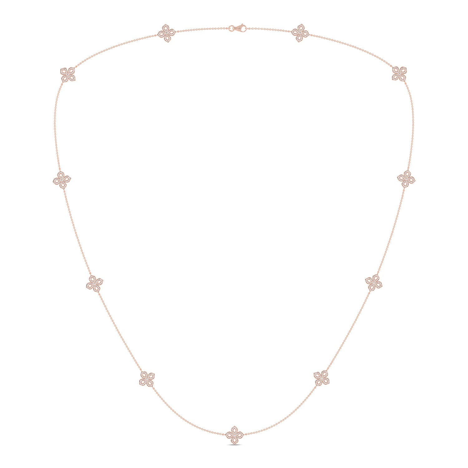 La Fleur Petite Diamond Silhouette Stationed Necklace_Product Angle_1 1/3 - 3