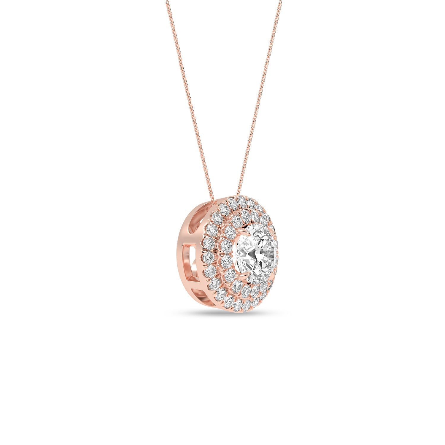 Quaint Double Halo Atmos Round Pendant_Product Angle_1 Ct. - 2