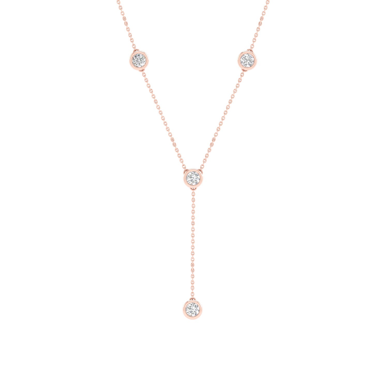 Encompassing Round Stationed Y Necklace_Product angle_1/4 Ct. - 1