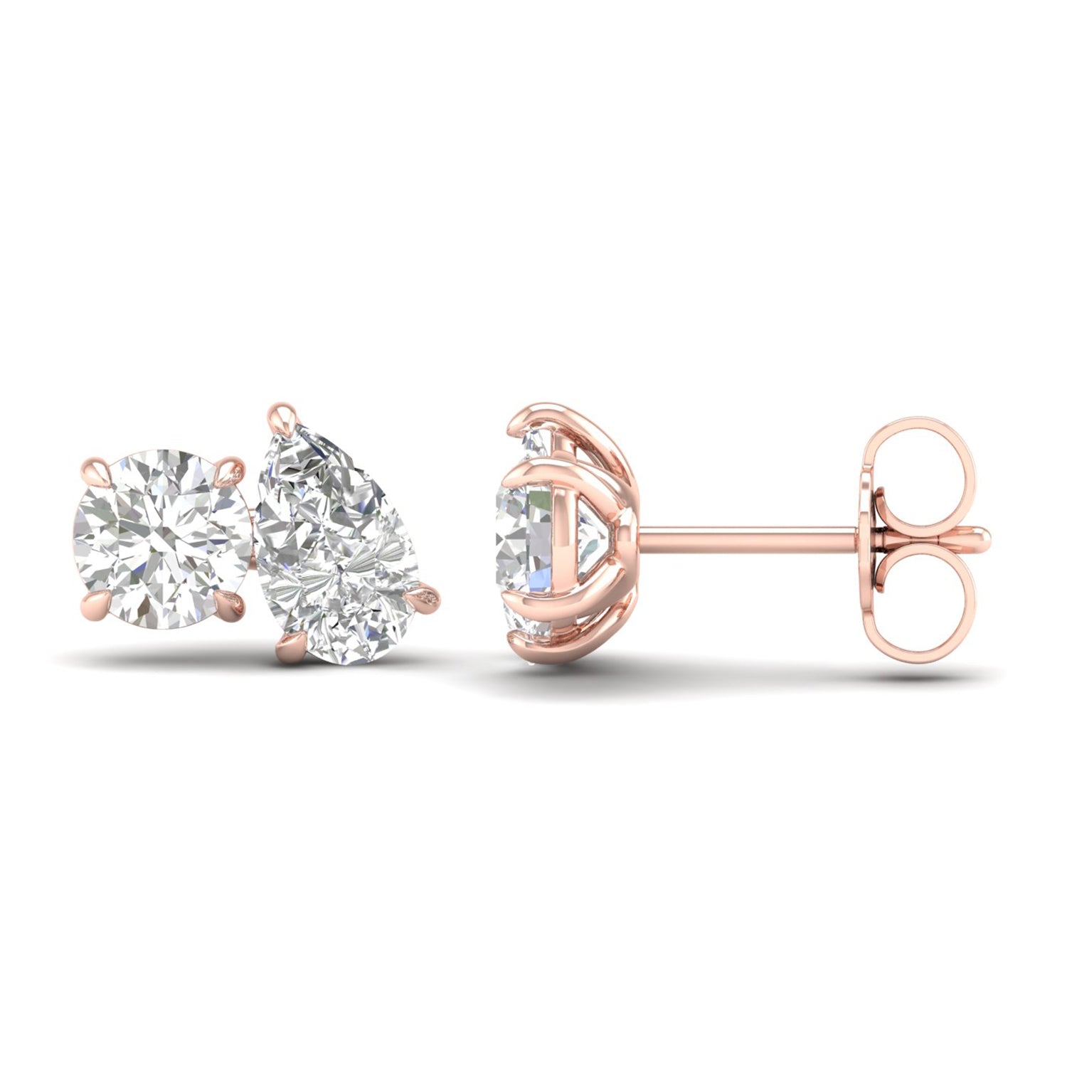 Atmos Round Pear Diamond Two Stone Studs_Product angle _2 - 1