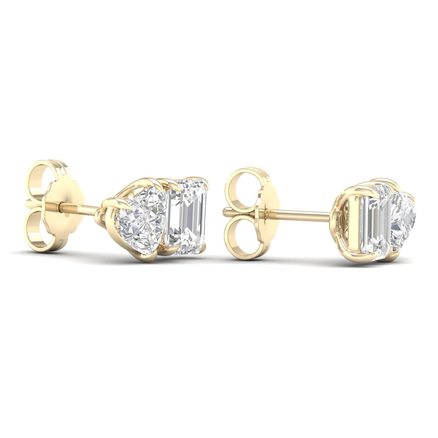 Atmos Heart Emerald Diamond Two Stone Studs_Product angle _2 - 3