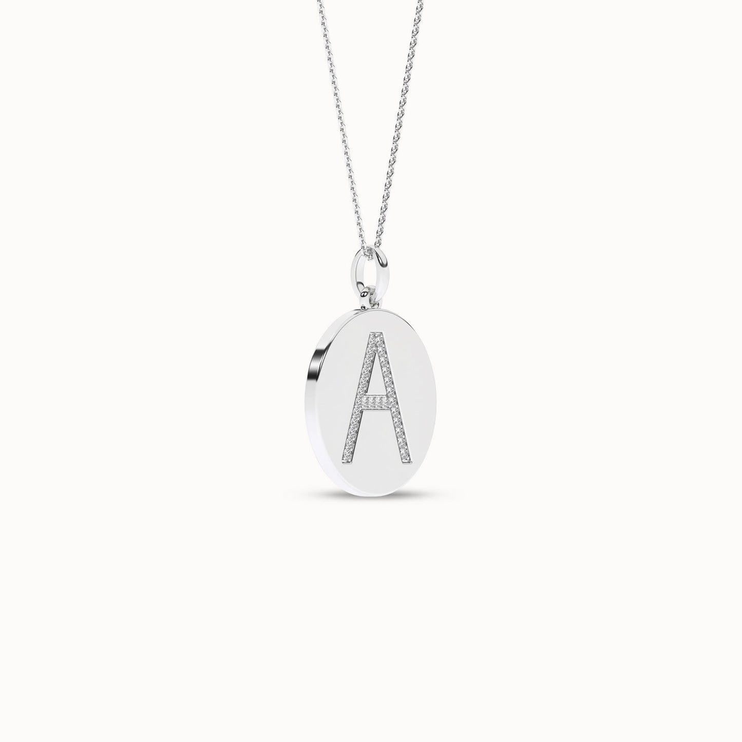 Diamond Initial Disc Necklace_Product Angle_0.08Ct. - 2