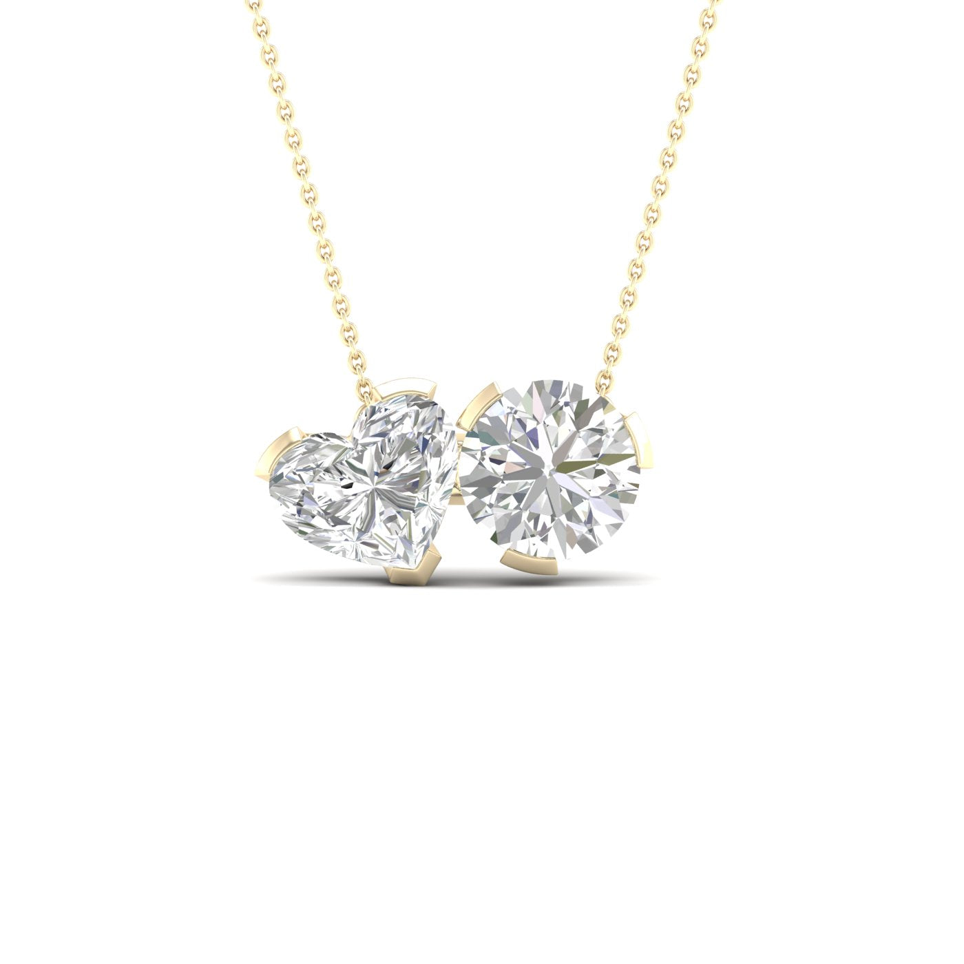 Atmos Heart Round Diamond Two-Stone Necklace_Product Angle_2 Ct. - 1
