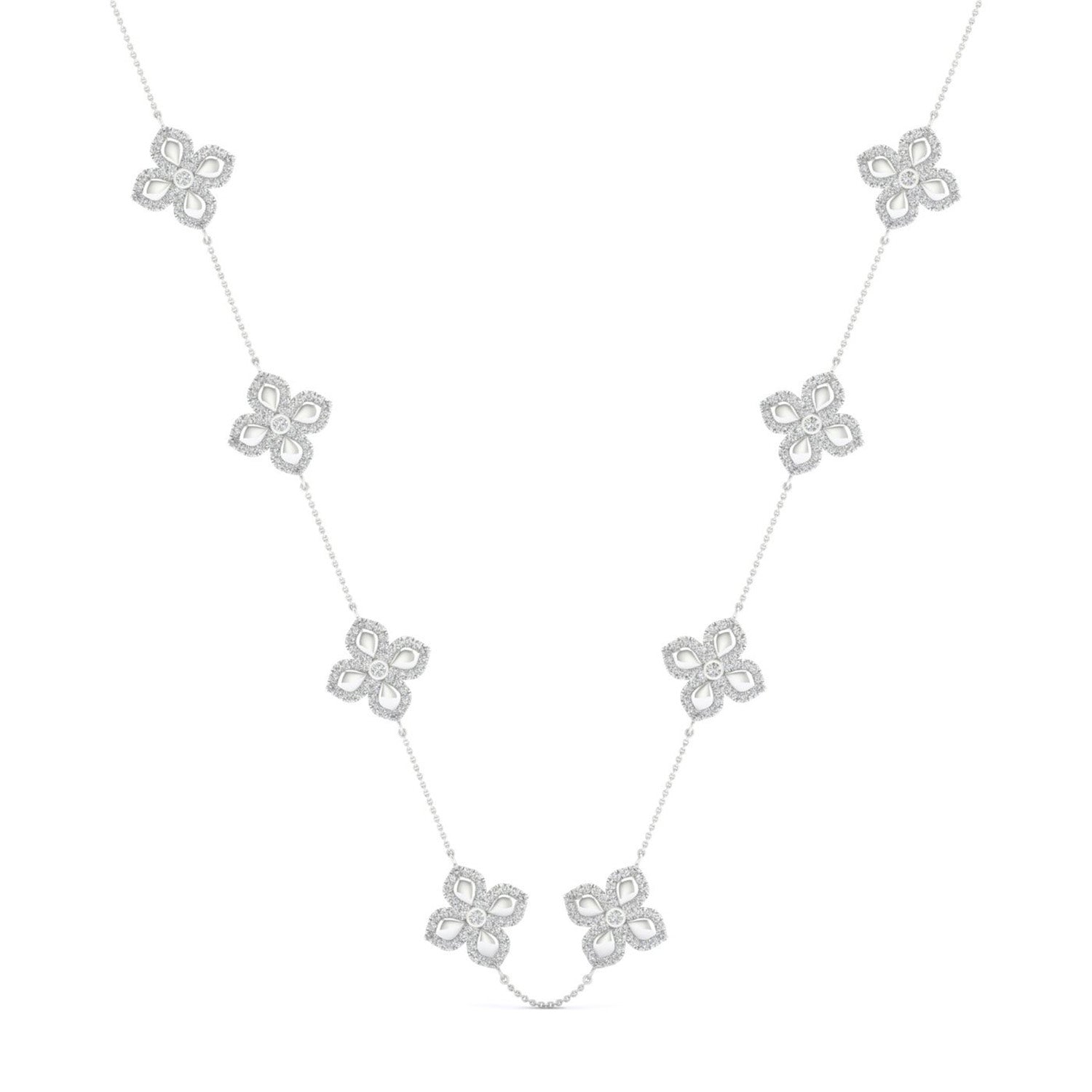 La Fleur Diamond Contour Stationed Necklace_Product Angle_1 1/3 - 2