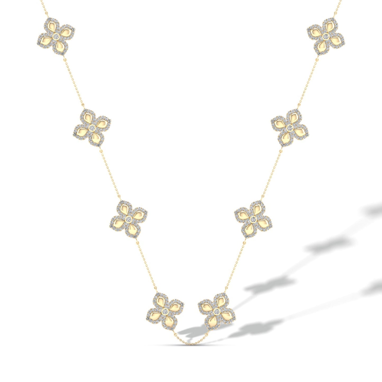 La Fleur Diamond Contour Stationed Necklace_Product Angle_Creative Image