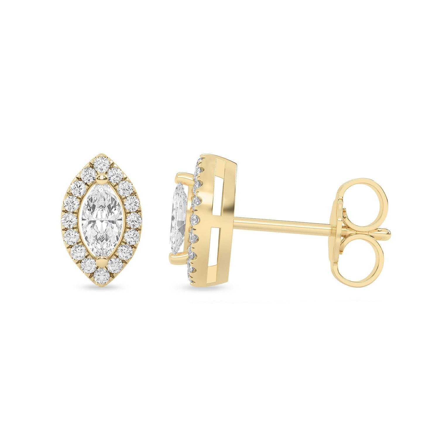 Marquise Halo Studs_Product Angle_1/3 Ct. -  1