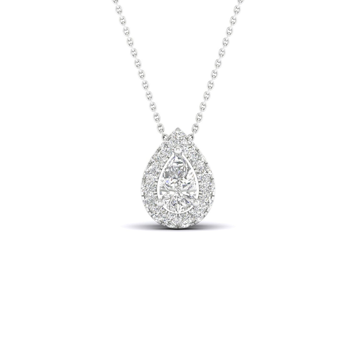 Petite Dewdrop Halo Necklace_Product angle_1/6 Ct. - 1