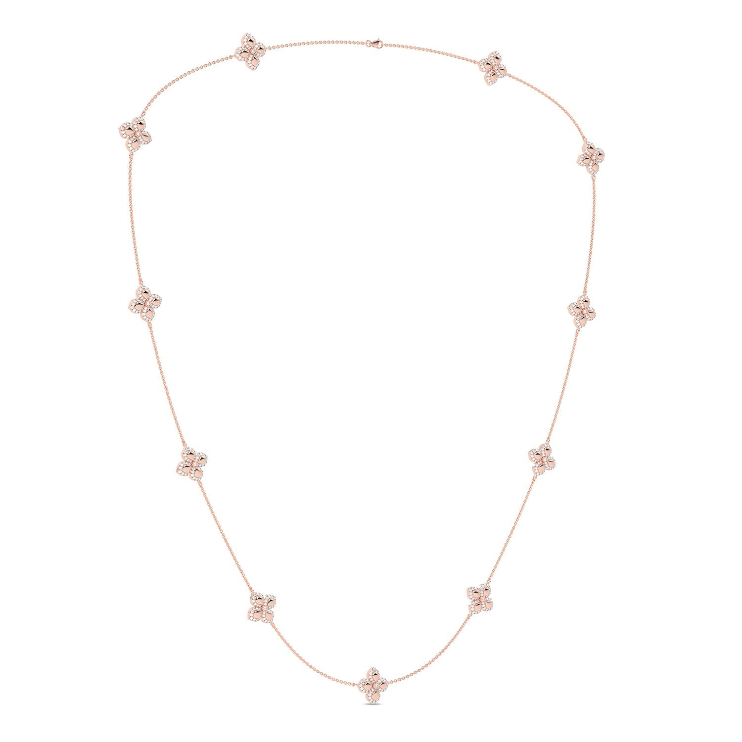 La Fleur Petite Diamond Contour Stationed Necklace_Product Angle_1 3/4 - 2