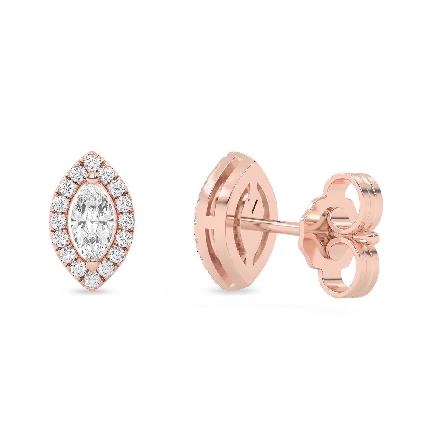Marquise Halo Studs_Product Angle_1/3 Ct. -  3