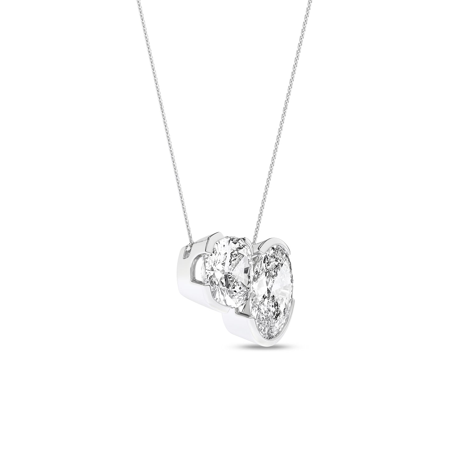 Atmos Cushion Oval Diamond Two-Stone Necklace_Product Angle_2 Ct. - 2