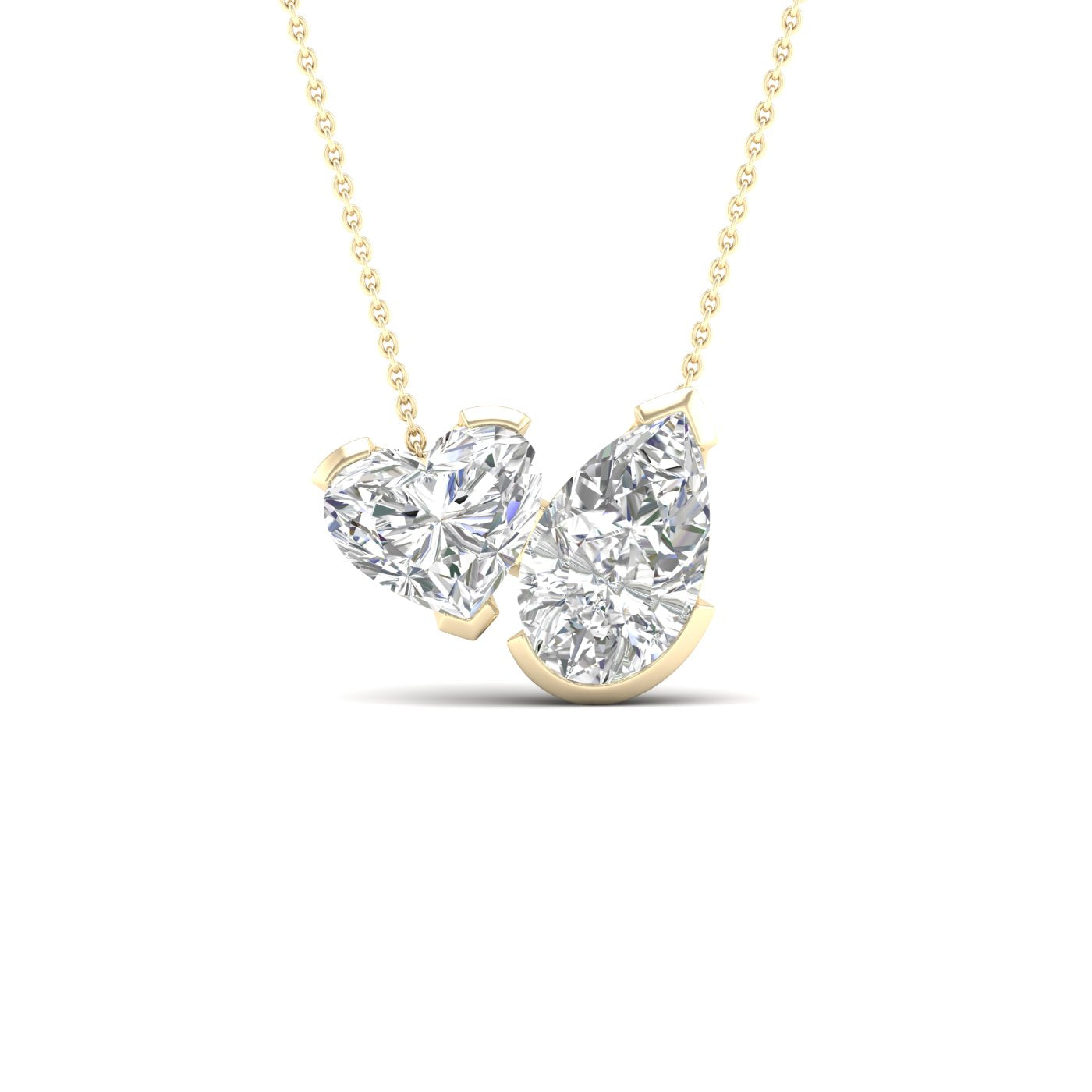 Atmos Heart Pear Diamond Two-Stone Necklace_Product Angle_2 Ct. - 1