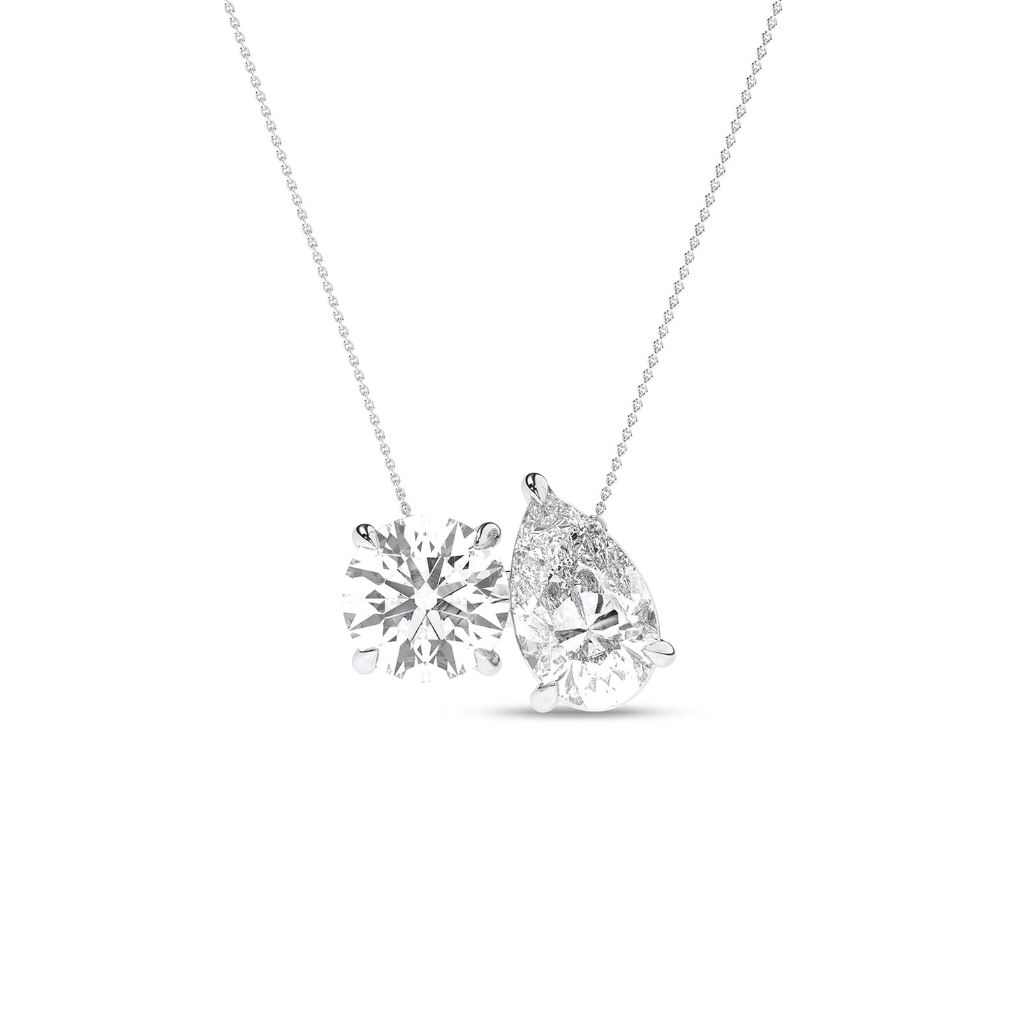 Atmos Round Pear Diamond Two-Stone Necklace_Product Angle_PCP Main Image