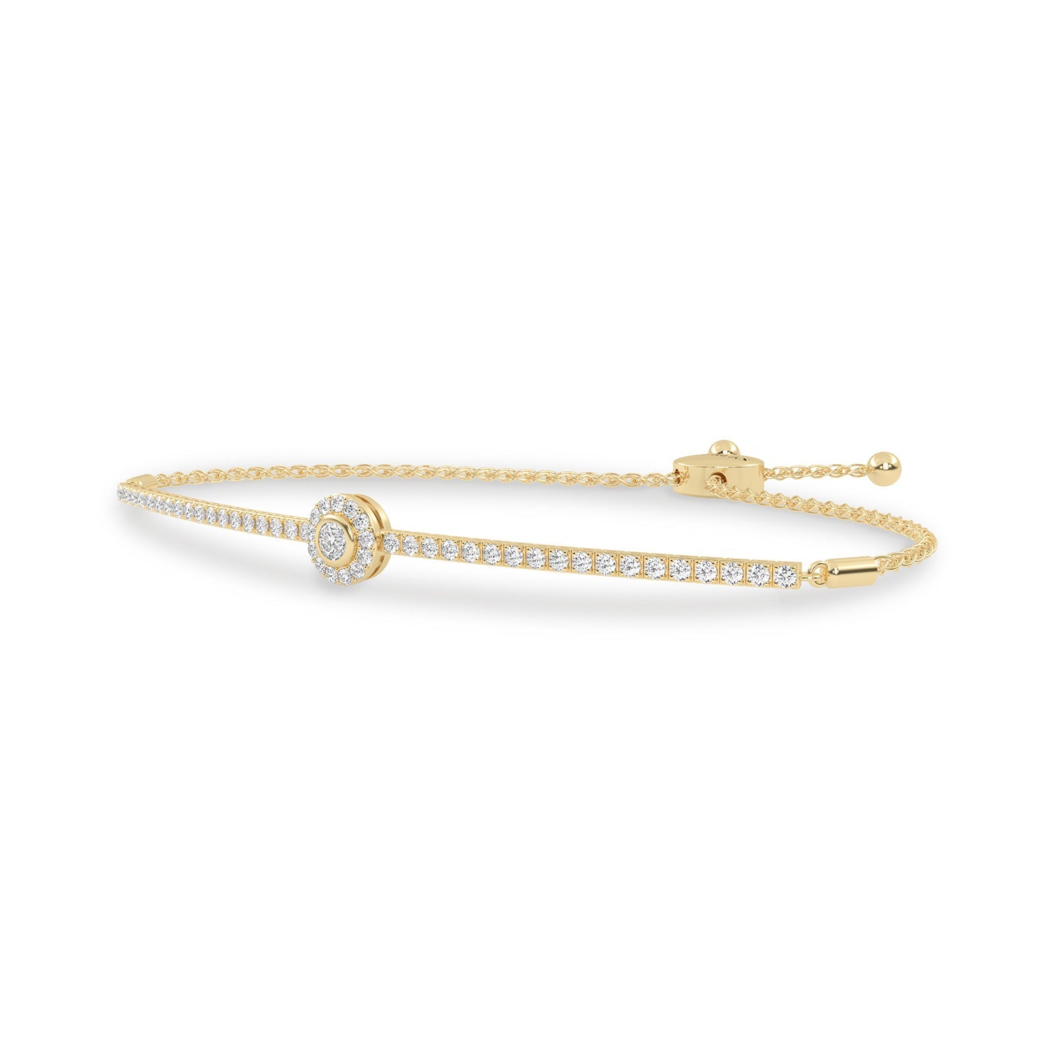 Signature Round Halo Bolo Bracelet_Product Angle_1 Ct. - 2