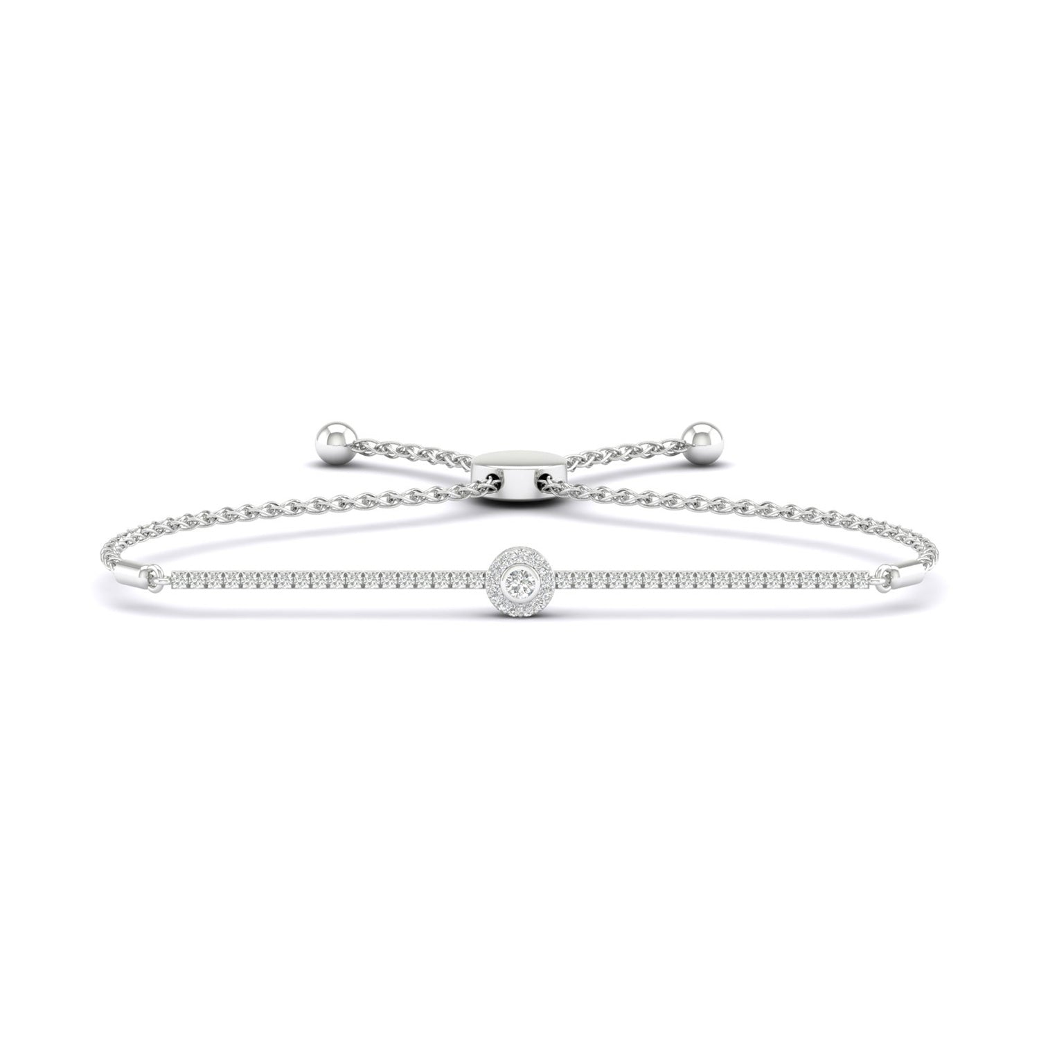 Signature Round Halo Bolo Bracelet_Product Angle_1 Ct. - 1