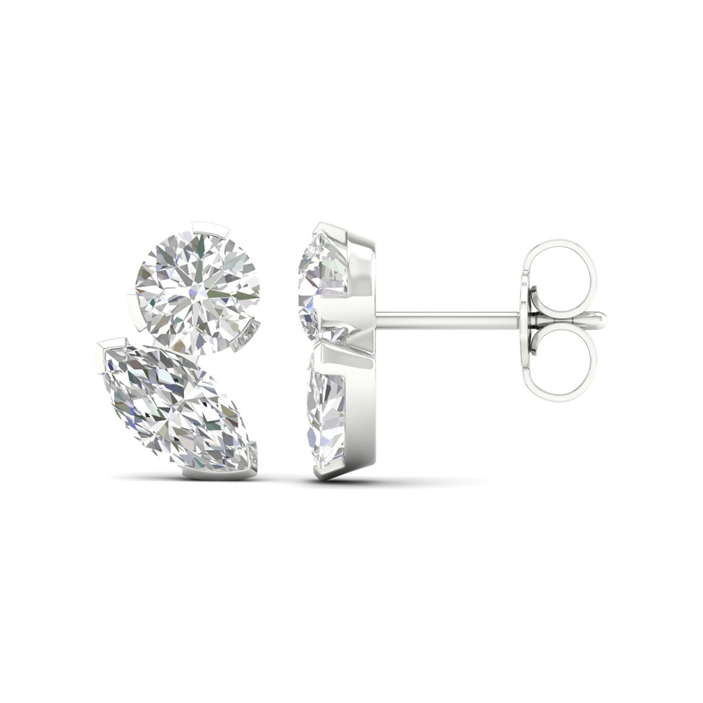 Atmos Round Marquise Diamond Two Stone Studs_Product angle _PCP Main Image