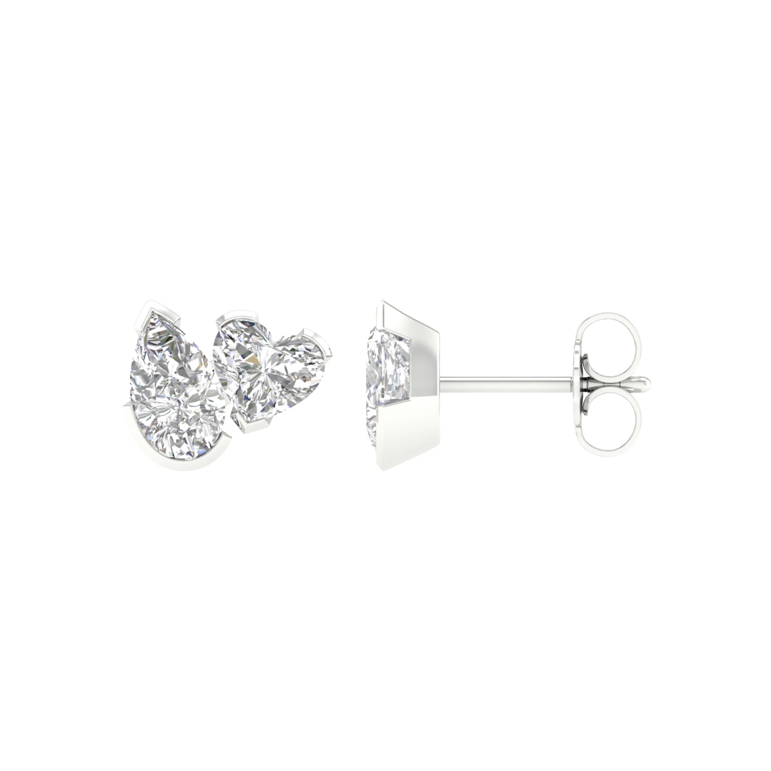 Atmos Pear Heart Diamond Two-Stone Studs_Product angle _2 - 1