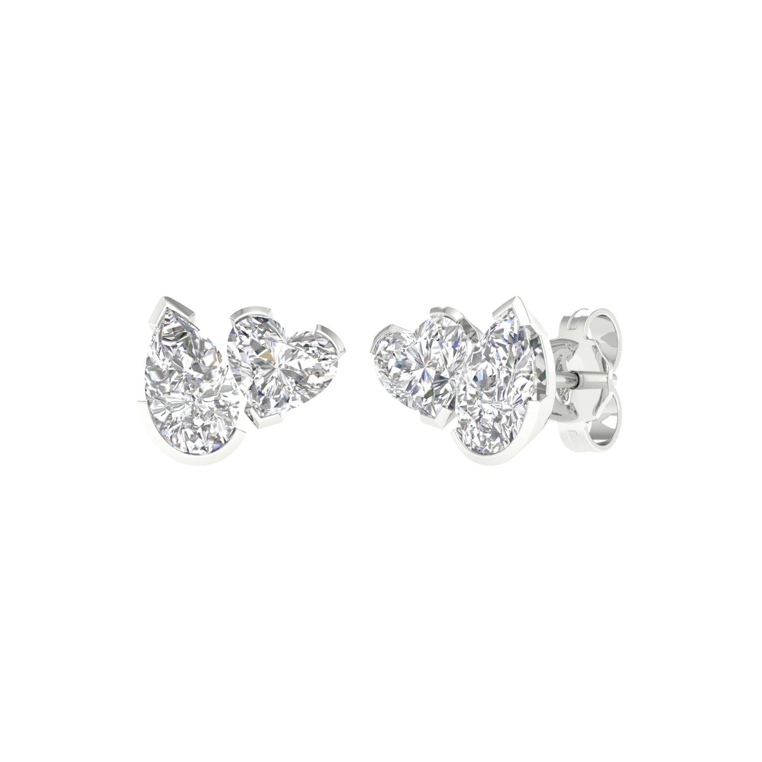Atmos Pear Heart Diamond Two-Stone Studs_Product angle _2 - 2