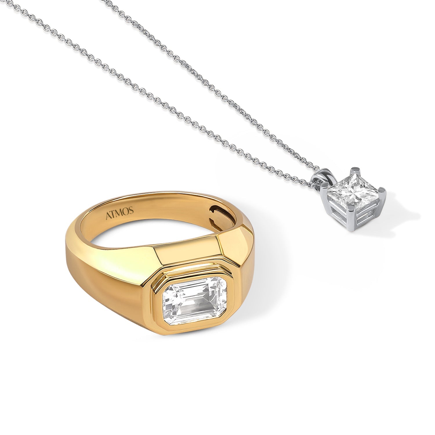 Men's Atmos Emerald Diamond Ring_Product Angle_Creative Image