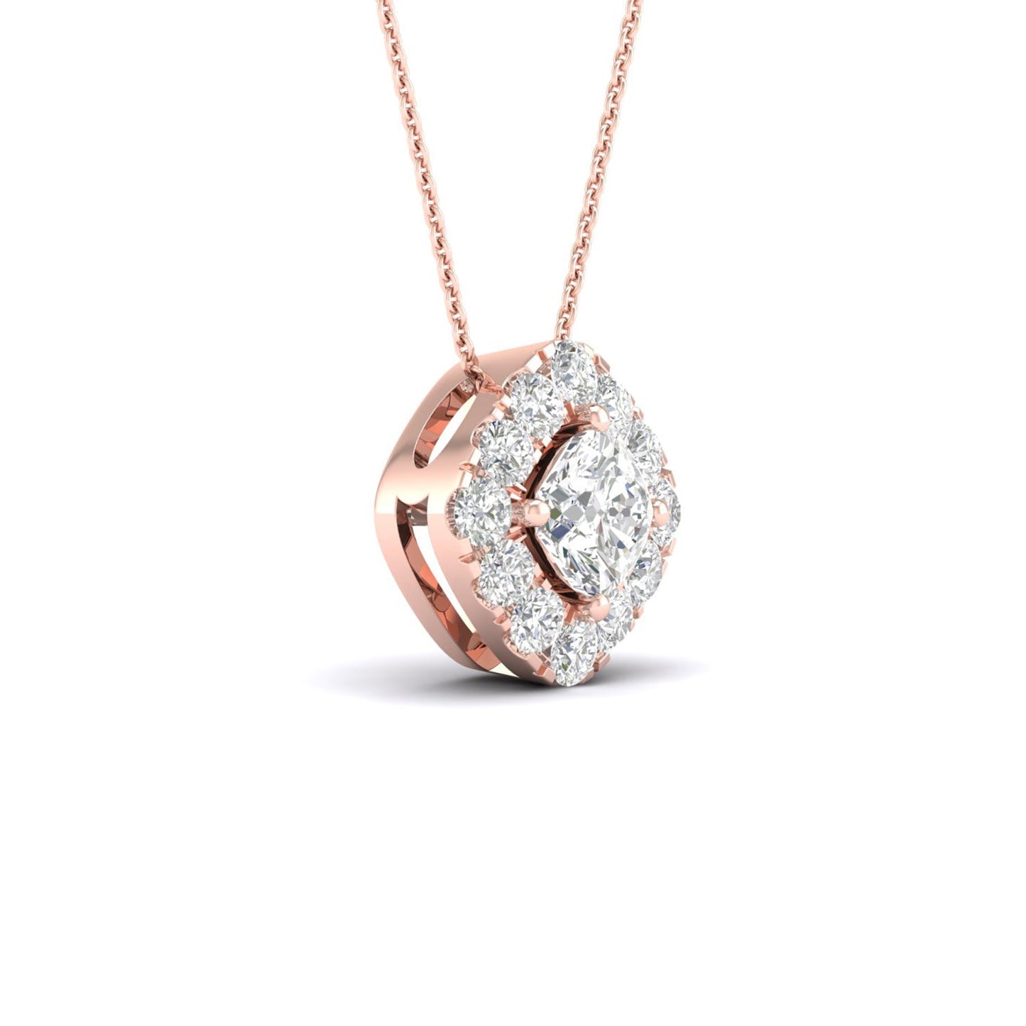 Cushion Halo Necklace_Product angle_1/2 Ct. - 2