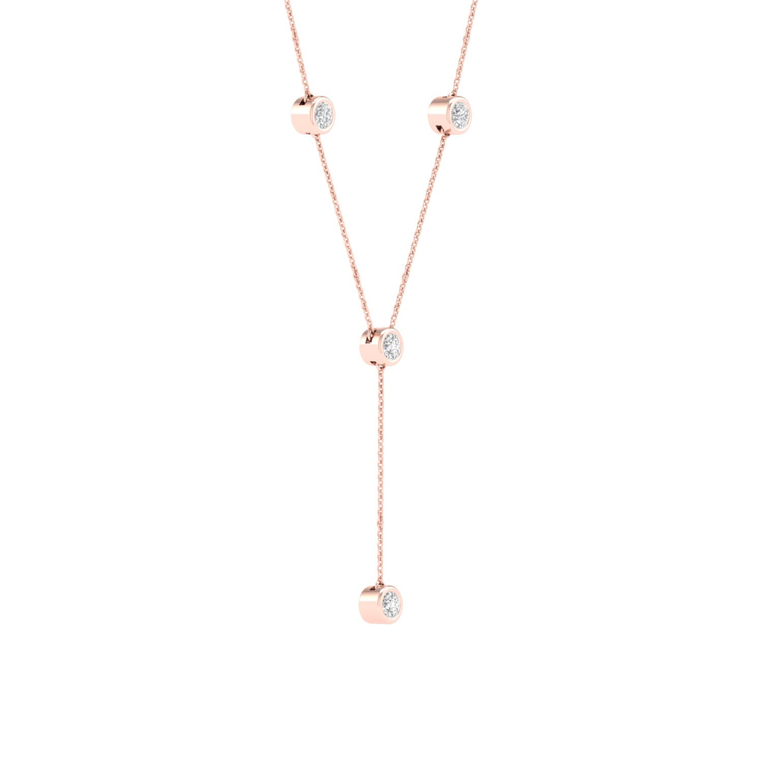 Encompassing Round Stationed Y Necklace_Product angle_1/4 Ct. - 2