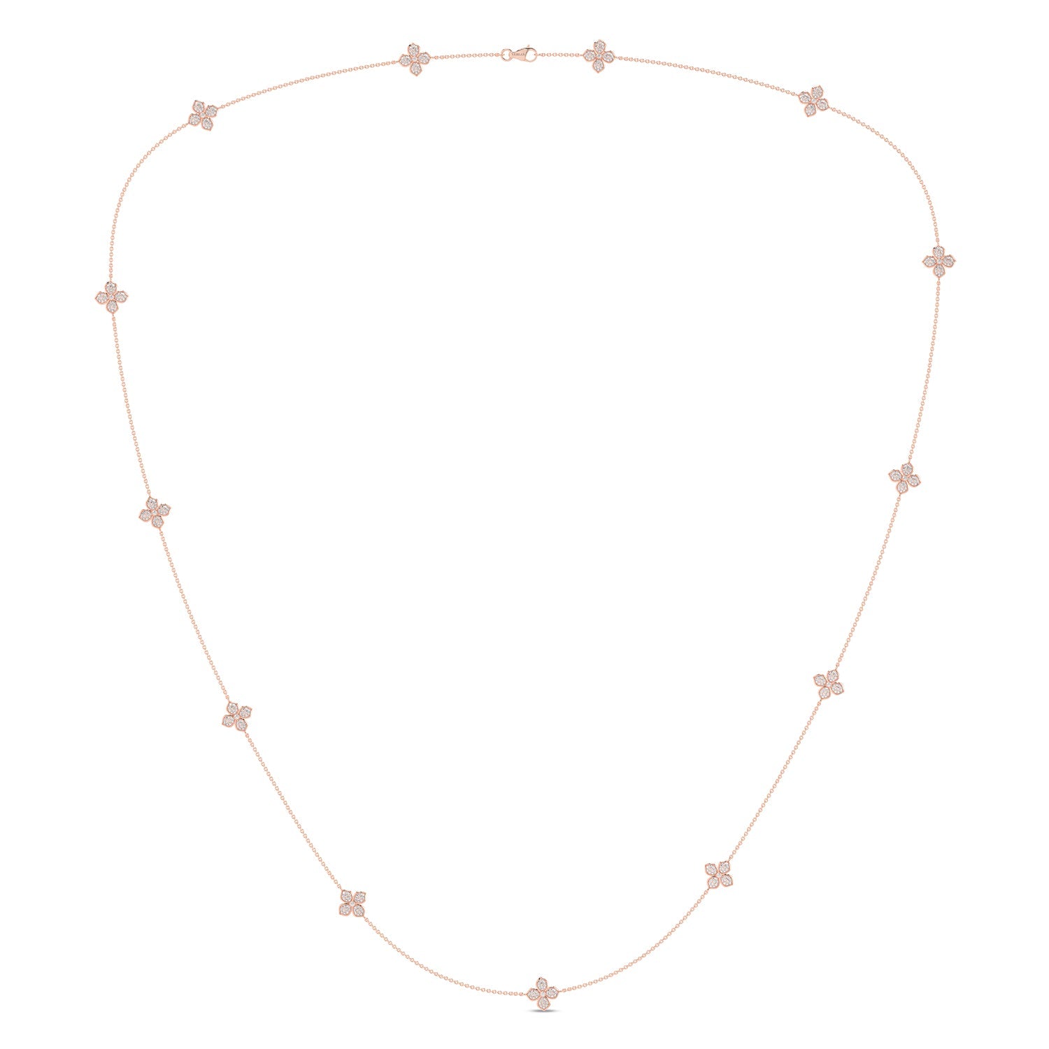 La Fleur Petite Diamond Radiant Stationed Necklace_Product Angle_1 3/4 - 1